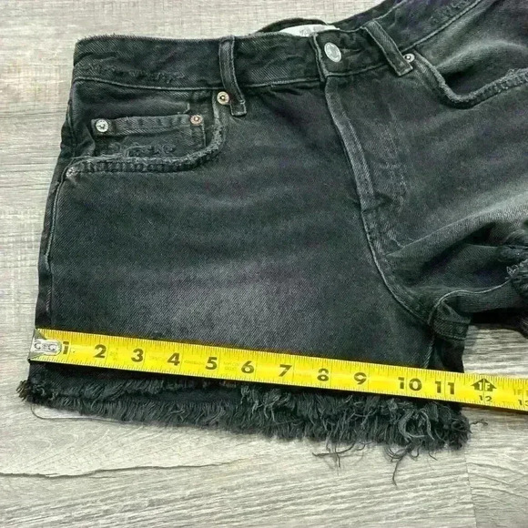 WE THE FREE People Black Button Fly Cut Off Distressed Denim Shorts Size 27 EUC - Picture 11 of 12